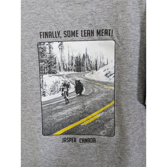 Vintage Y2K Mens XL T Shirt Jasper Canada Gray Novelty Tee Bear Funny Cyclist - Picture 2 of 3